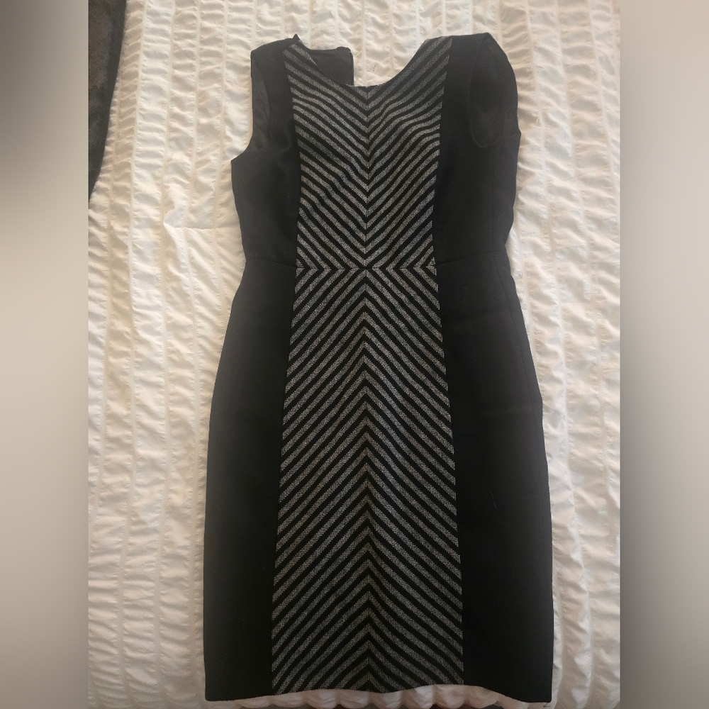 J. Crew Black and Gray Wool Blend Dress